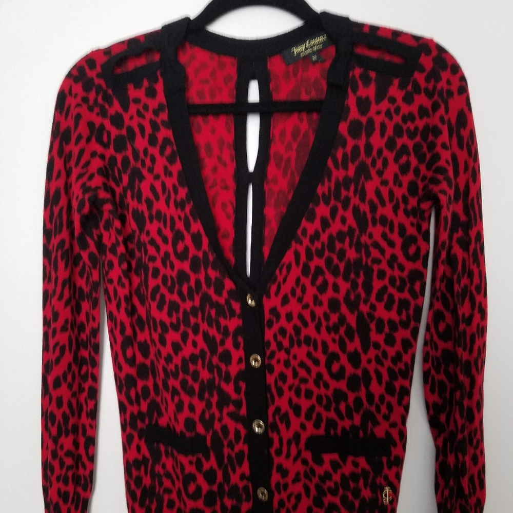Juicy Coture pink & black leopard spot sweater